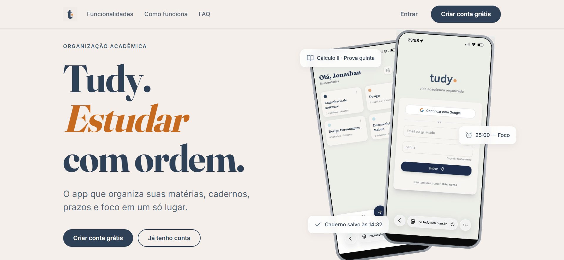 Tudy — conversion landing page, primary screen.